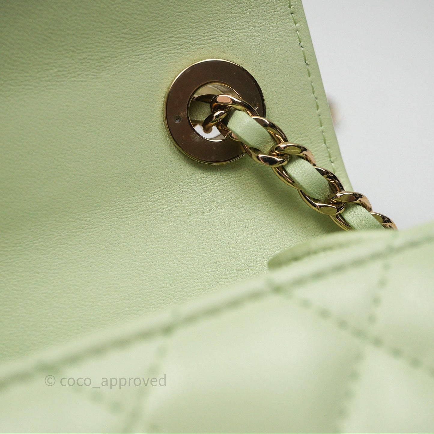 Chanel Mini Quilted Trendy CC Clutch With Chain Green Lambskin Gold Hardware