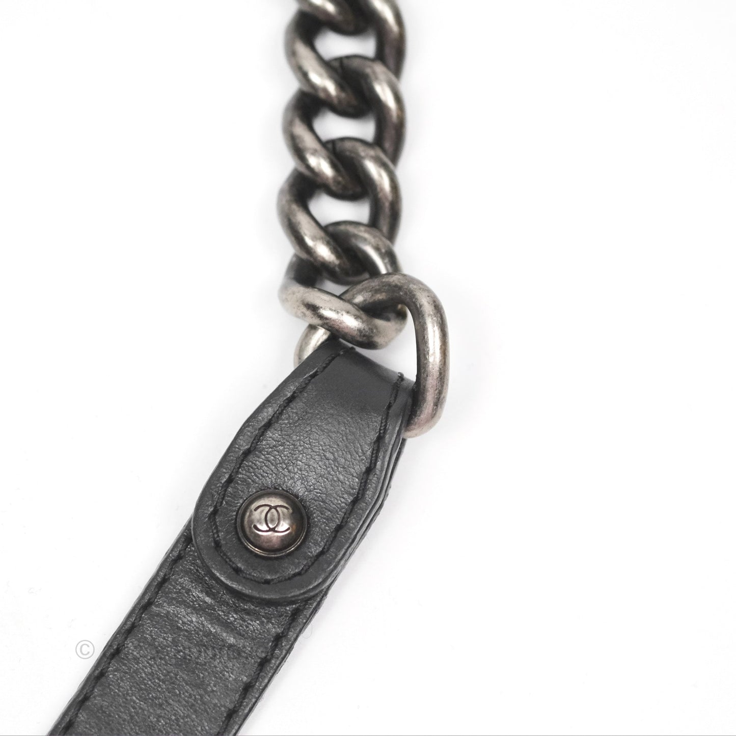 Chanel Small Chain Around Top Handle Boy Black Calfskin Ruthenium Hardware
