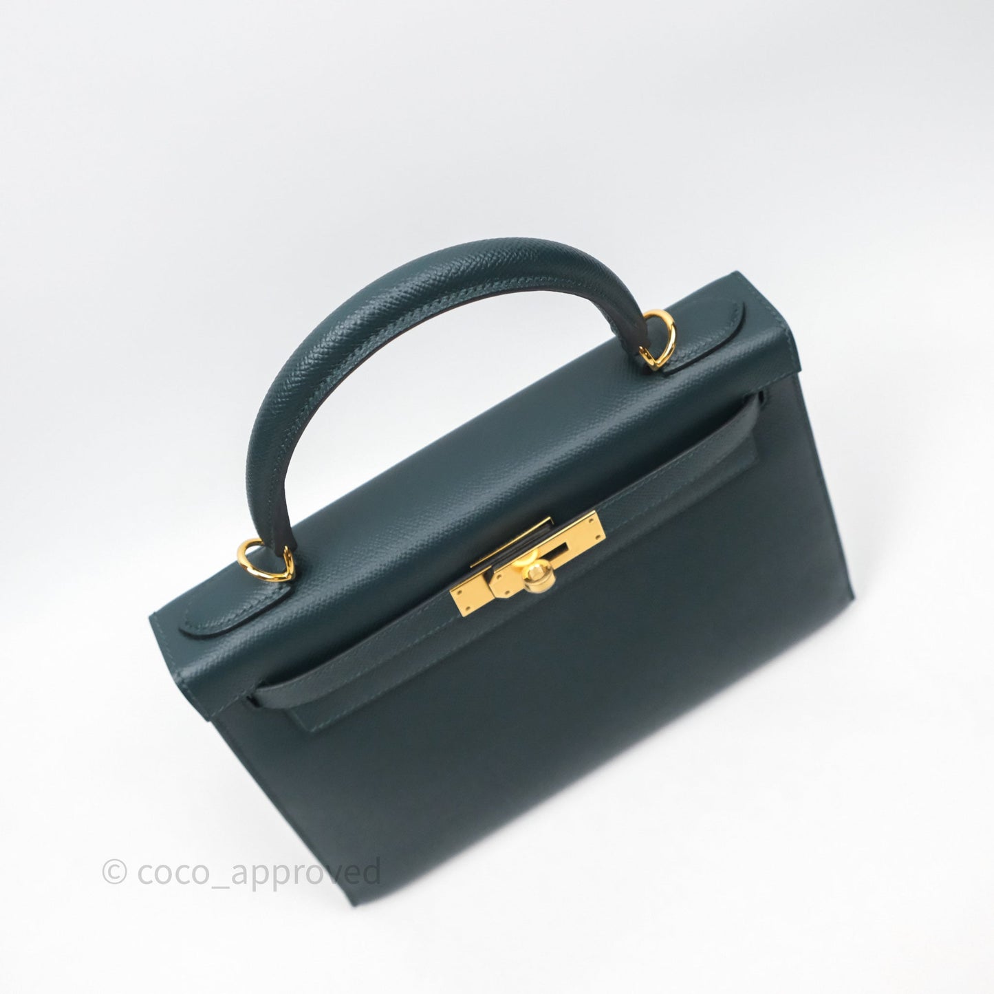 Hermès Kelly 28 Sellier Vert Cypres 6O Epsom Gold Hardware