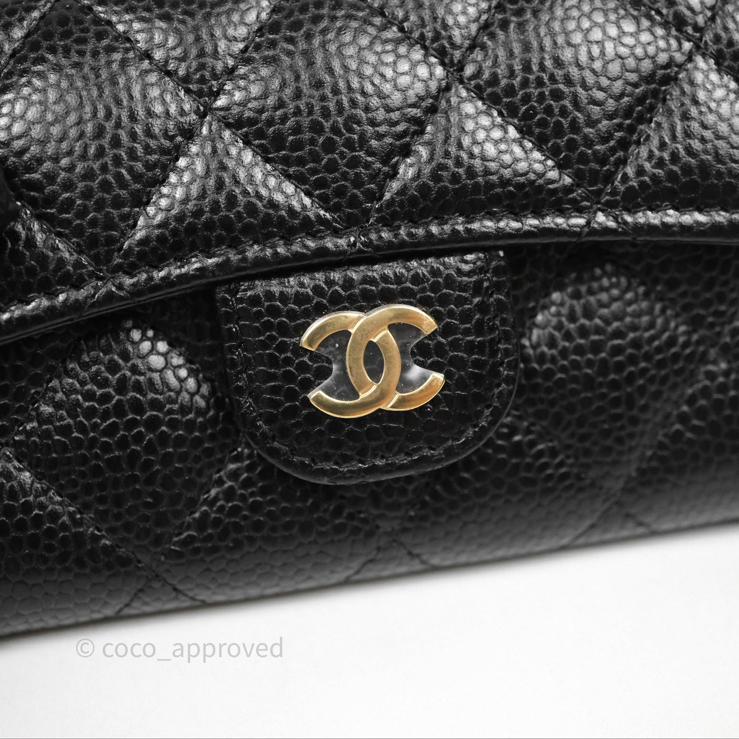 Chanel Quilted Flap Card Holder Caviar Black Gold Hardware