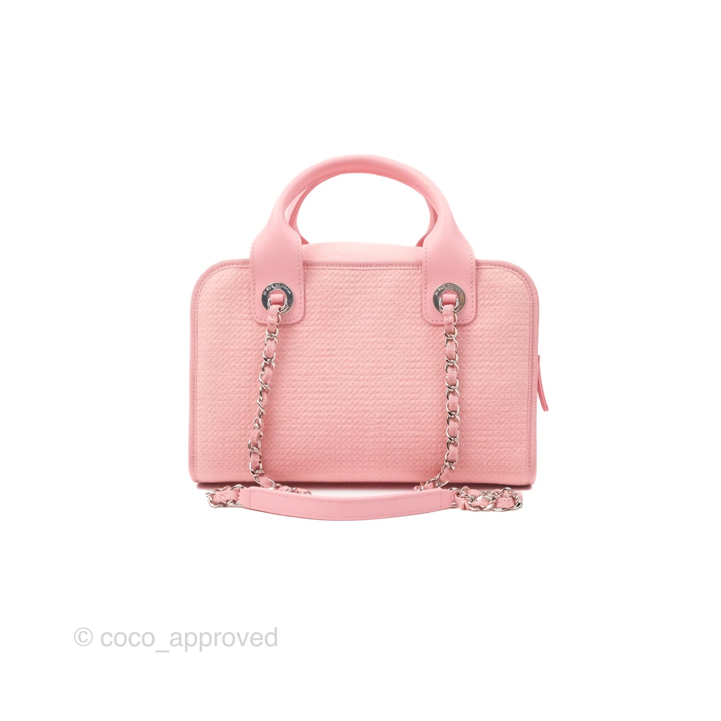 Chanel Deauville Bowling Bag Pink Silver Hardware