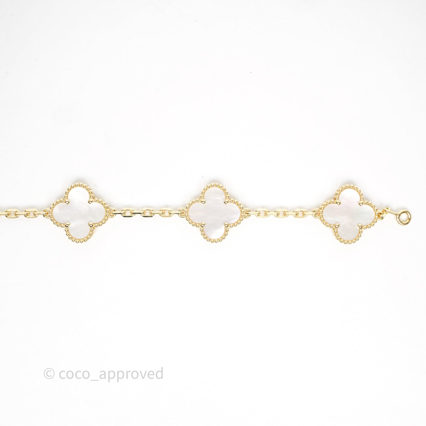 Van Cleef & Arpels Vintage Alhambra 5 Motifs White Yellow Gold Bracelet