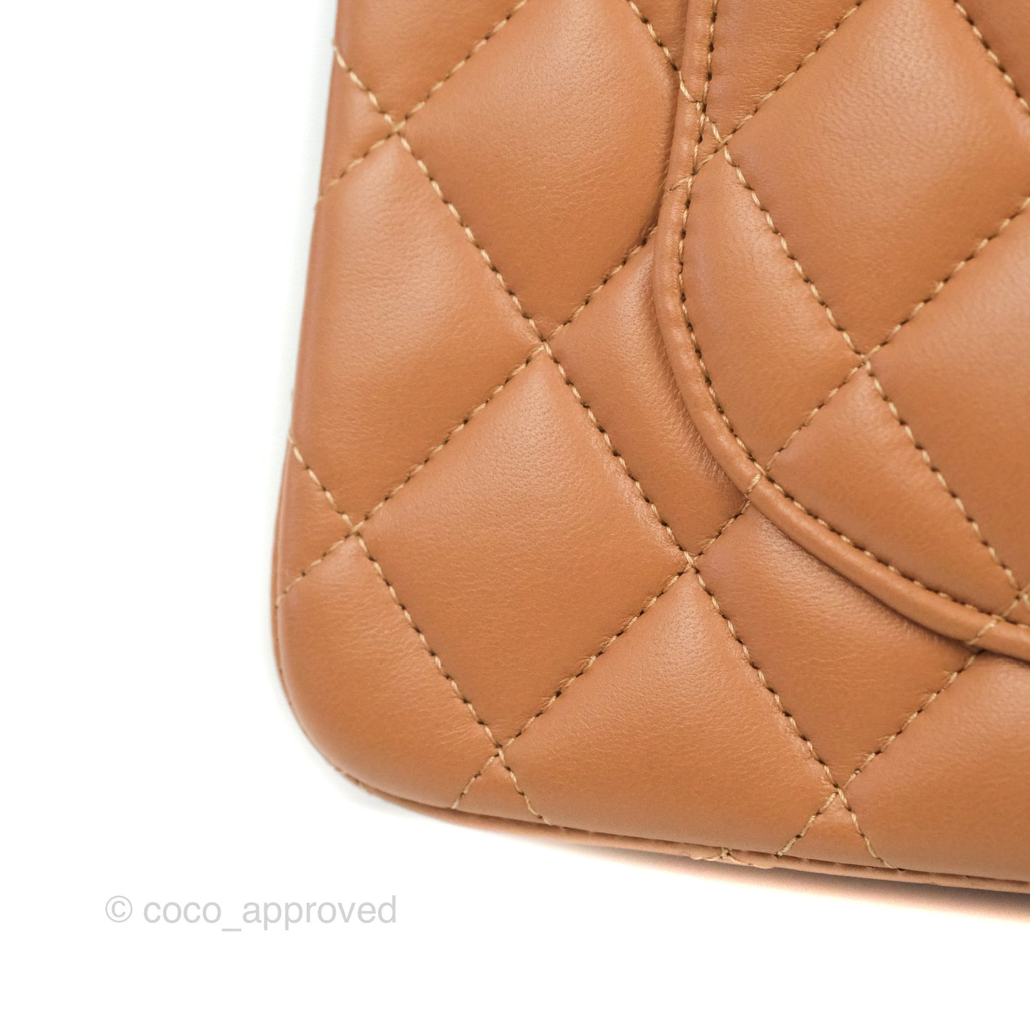 Chanel Small Classic Quilted Flap Dark Beige Caramel Lambskin Gold Hardware 21P