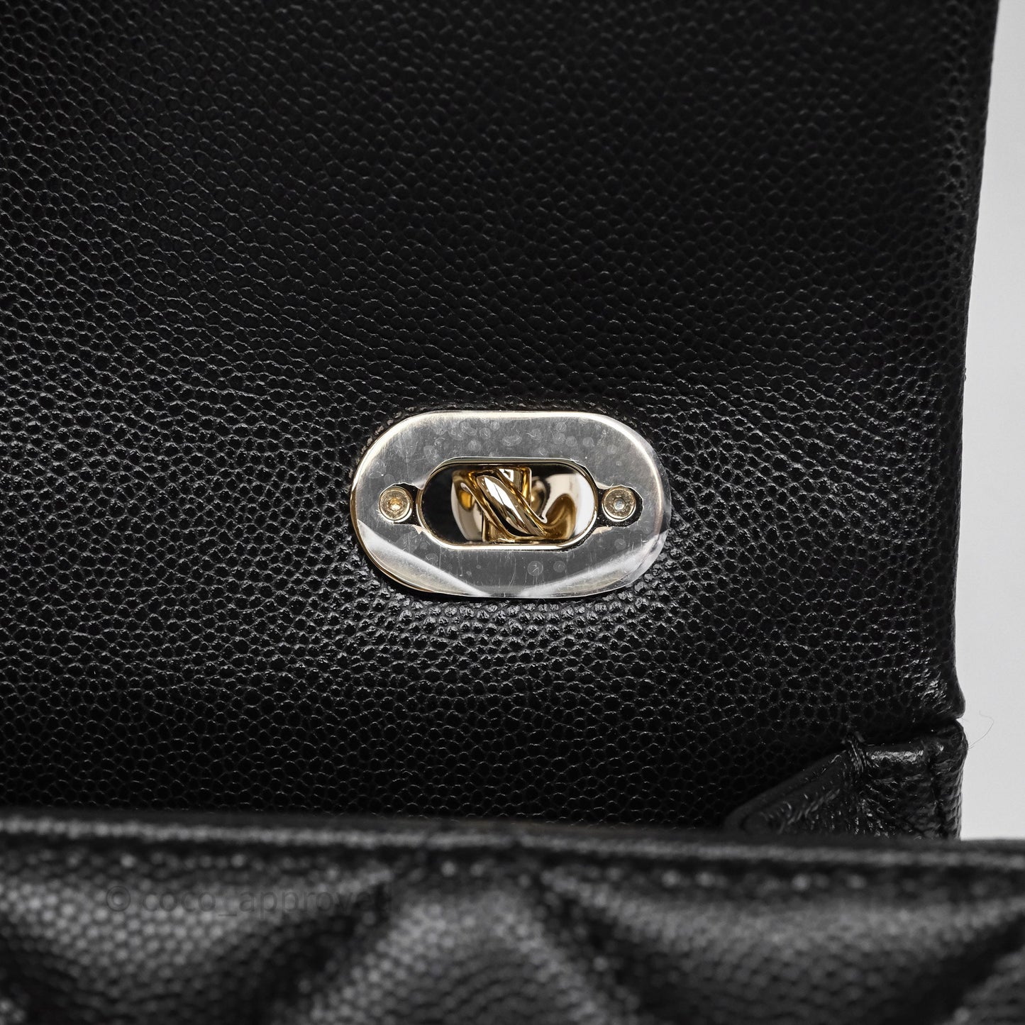 Chanel Quilted Small Top Handle Flap Bag Black Caviar Gold Hardware