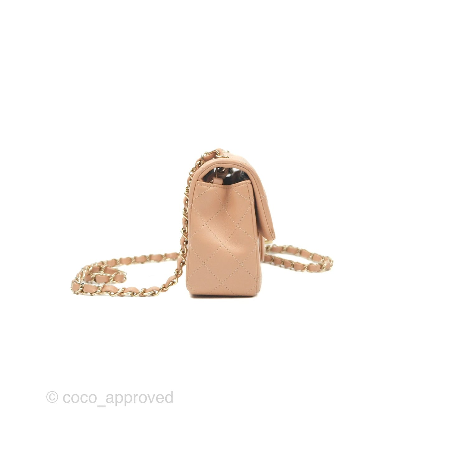 Chanel Quilted Mini Rectangular Beige Lambskin Gold Hardware