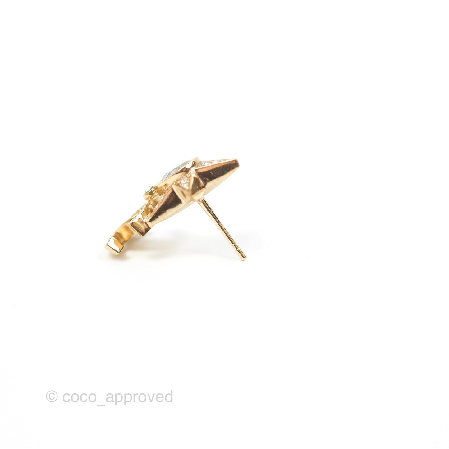 Chanel Crystal Star CC Earrings Gold Tone 23P