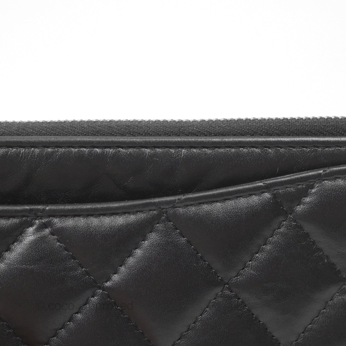 Chanel Quilted Gabrielle Zip Pouch Black Calfskin
