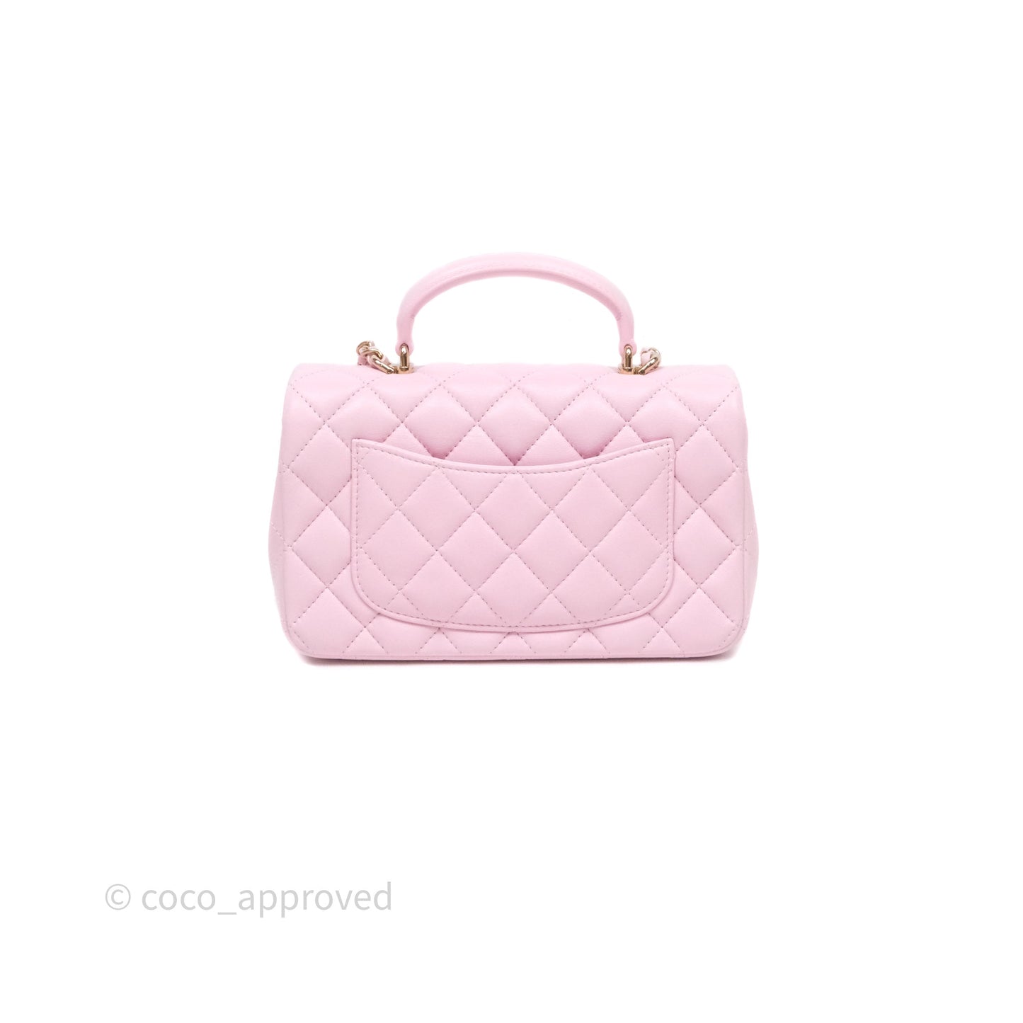 Chanel Top Handle Mini Rectangular Flap Pink Lambskin Gold Hardware