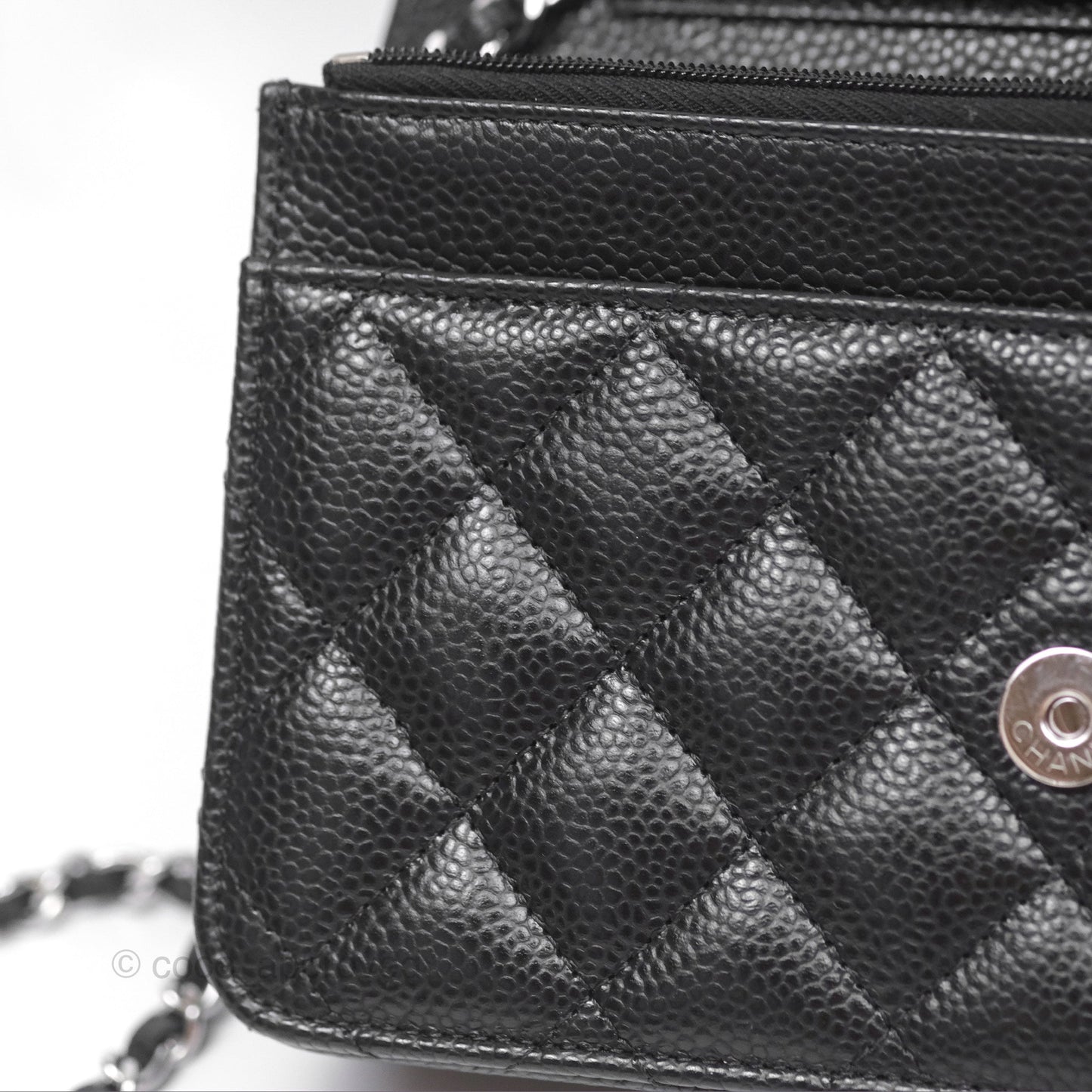 Chanel Classic Wallet On Chain WOC Quilted Black Caviar Silver Hardware