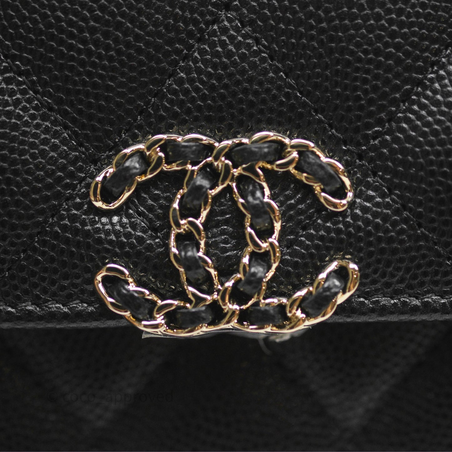 Chanel Kelly Clutch With Chain Black Caviar Gold Hardware