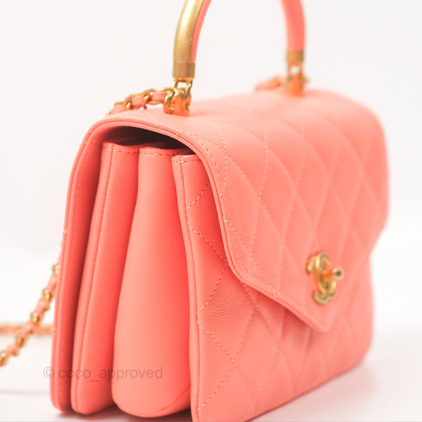 Chanel Metal Top Handle Flap Bag Iridescent Orange Claire Calfskin Aged Gold Hardware