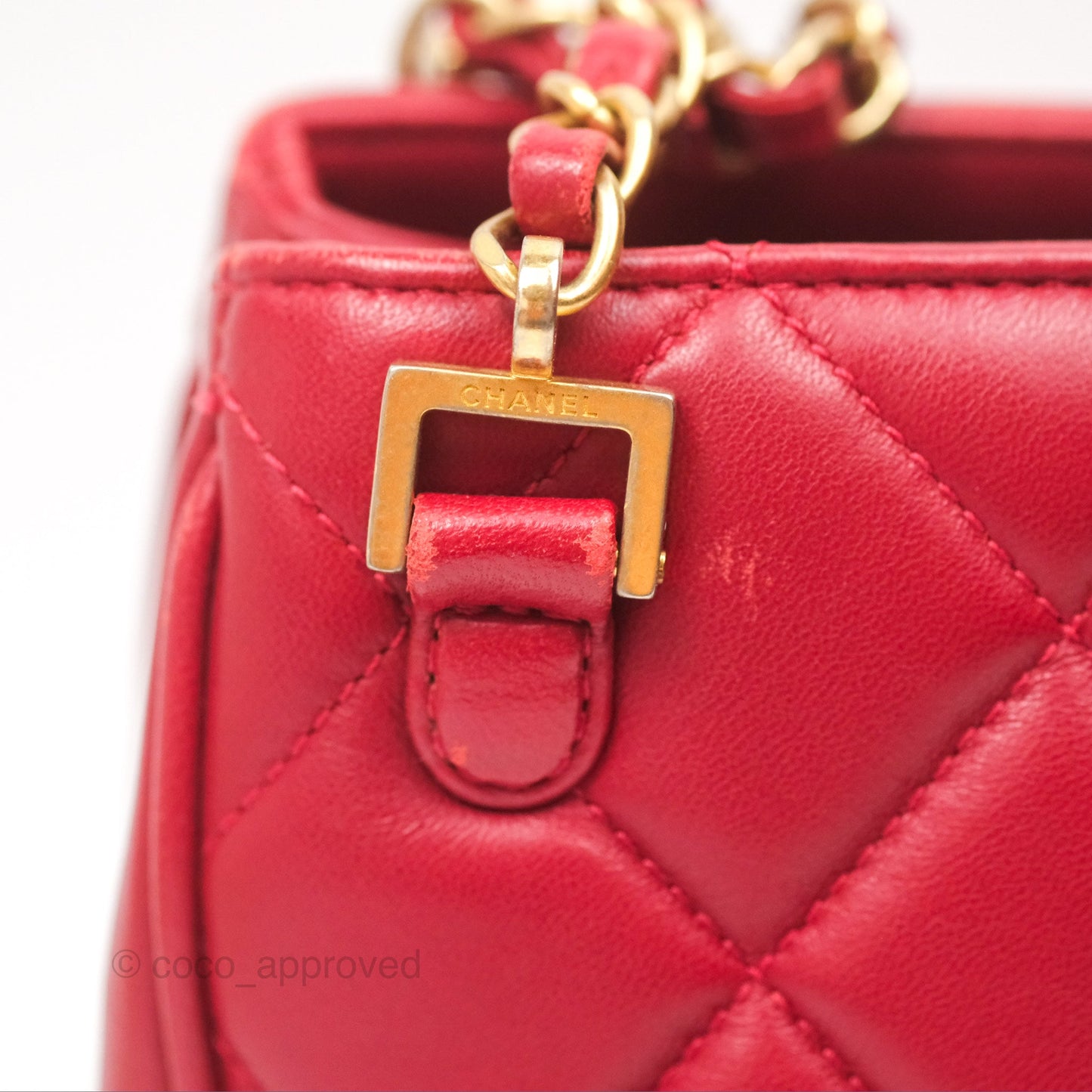 Chanel Tote Bag Red Lambskin Aged Gold Hardware