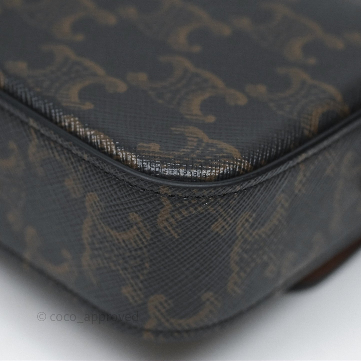 Celine Triomphe Shoulder Bag Tan Calfskin Triomphe Canvas