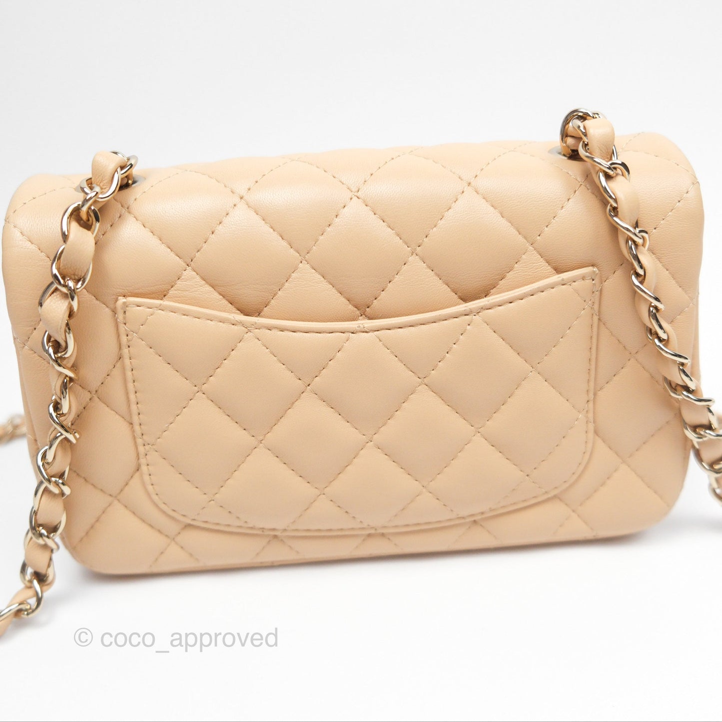 Chanel Quilted Mini Rectangular Beige Lambskin Gold Hardware