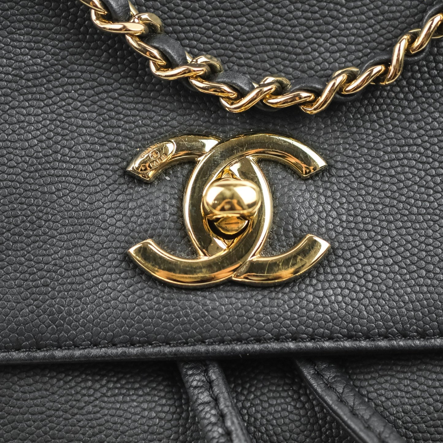 Chanel Quilted Business Affinity Backpack Black Caviar Gold Hardware