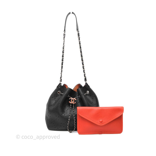 Chanel CC Drawstring Bucket Bag Black Caviar