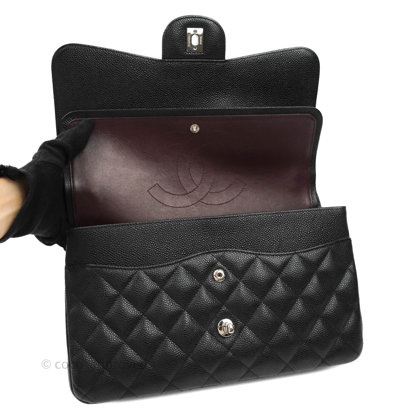 Chanel Jumbo Double Flap Black Caviar Silver Hardware⁣⁣