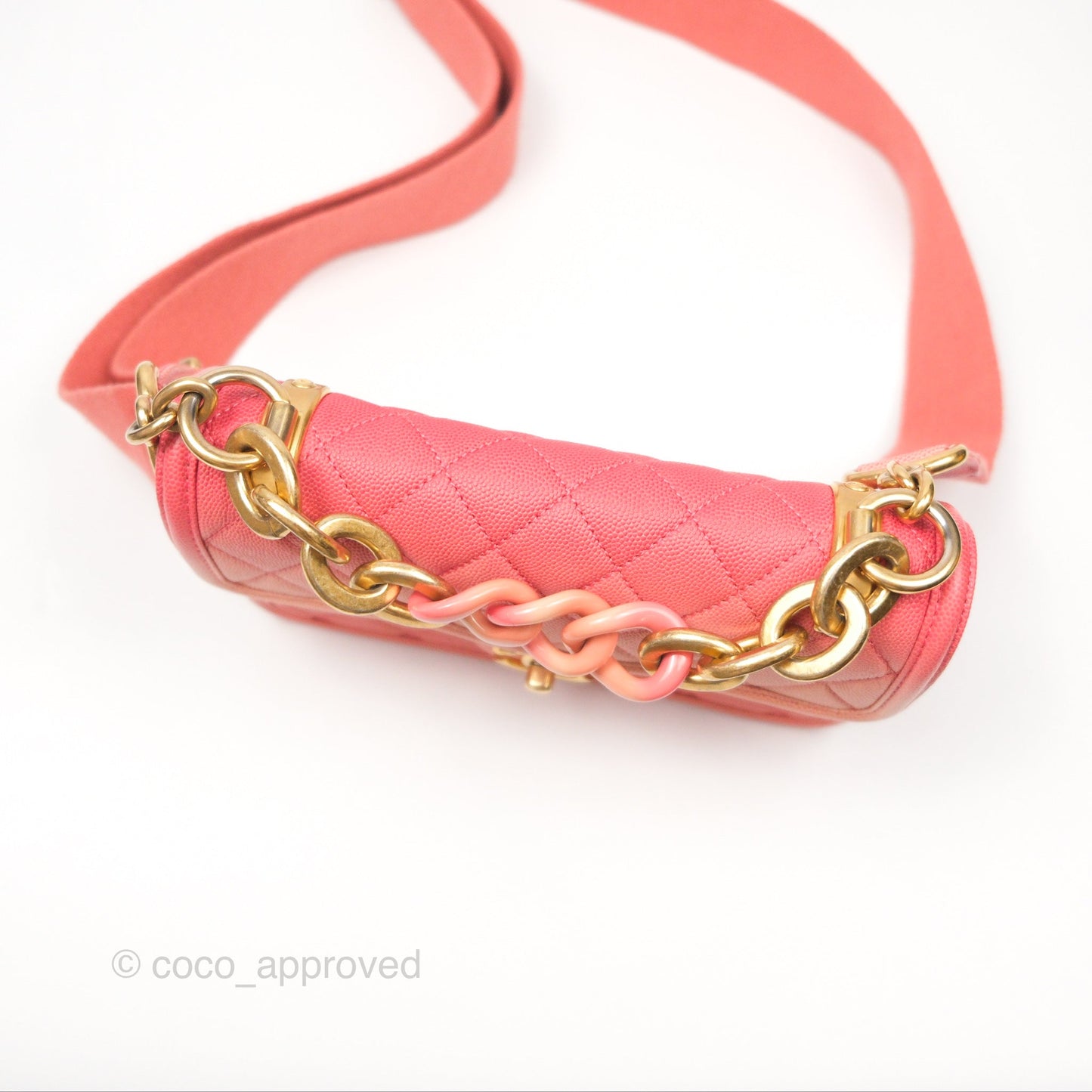 Chanel Sunset On The Sea Flap Bag Pink Caviar Aged Gold Hardware