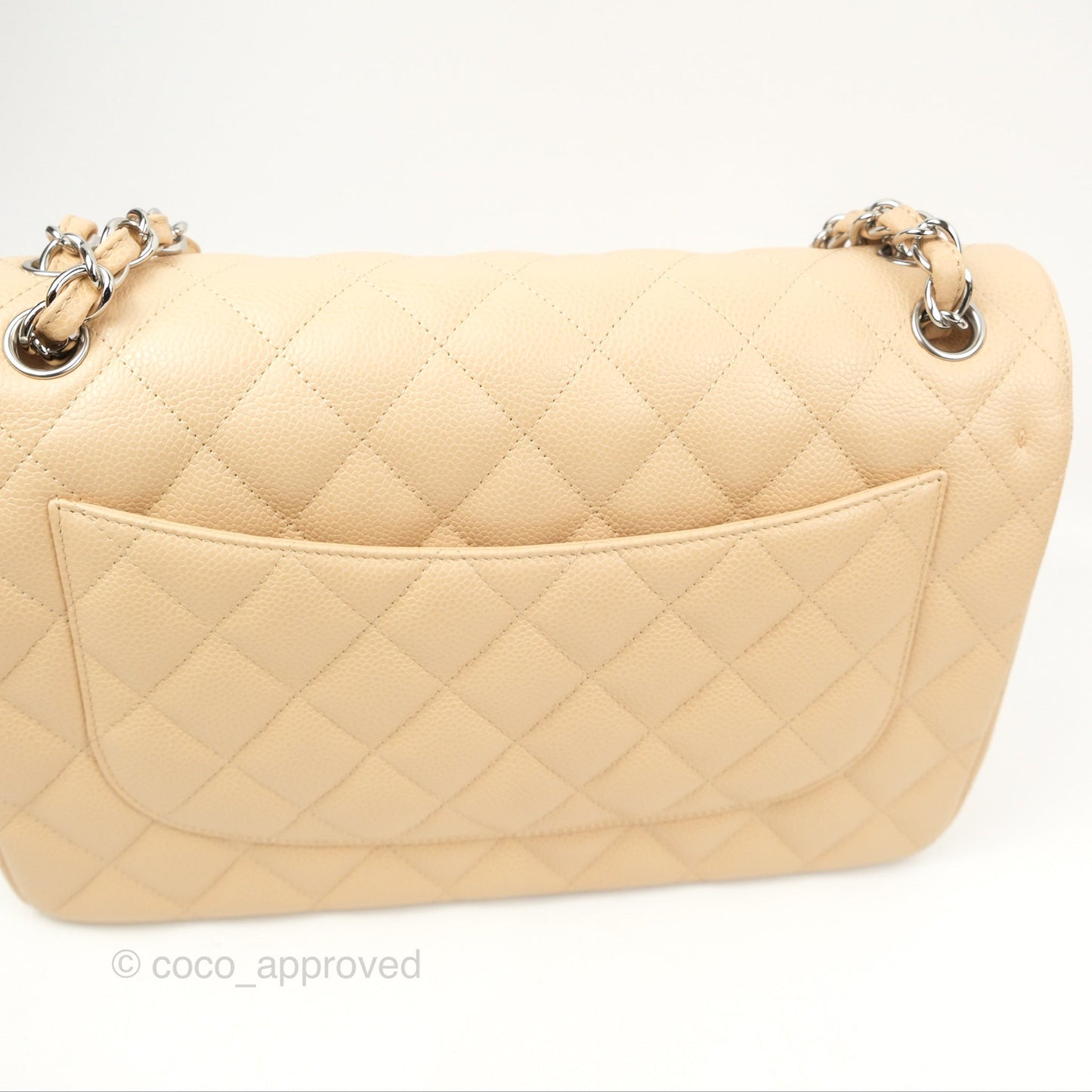 Chanel Jumbo Double Flap Beige Caviar Silver Hardware⁣⁣