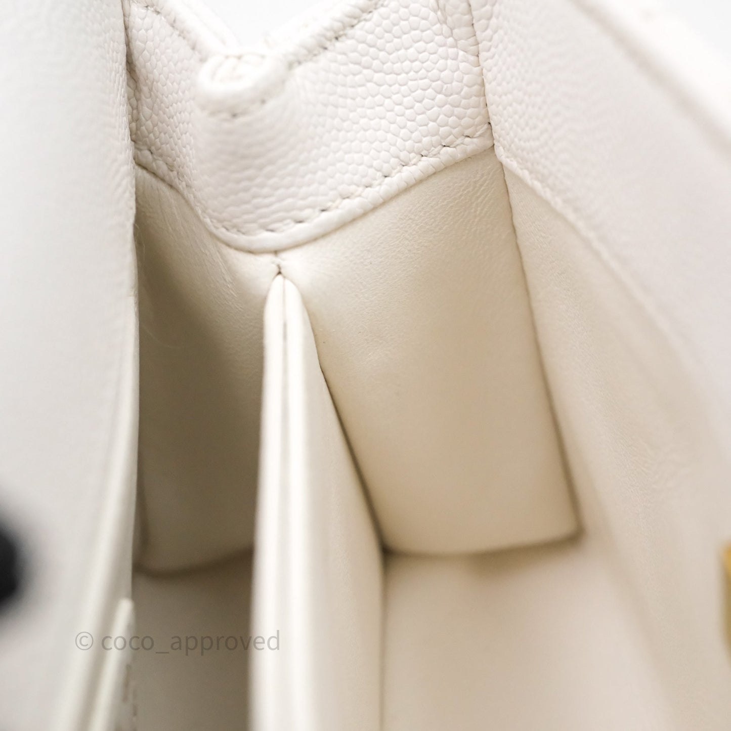 Chanel Mini Coco Handle Quilted White Caviar Gold Hardware