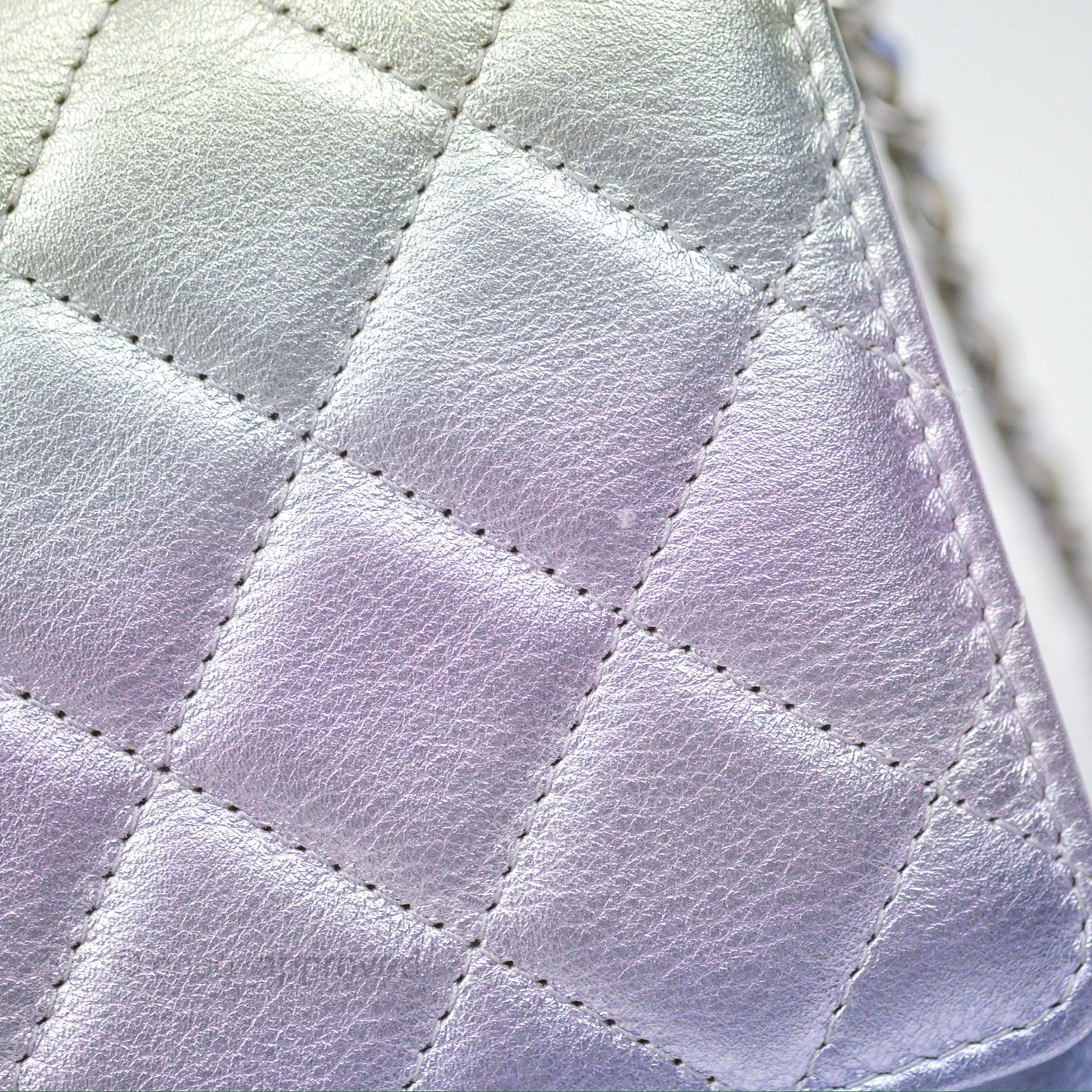 Chanel Classic Quilted Wallet on Chain WOC Iridescent Rainbow Calfskin 21K