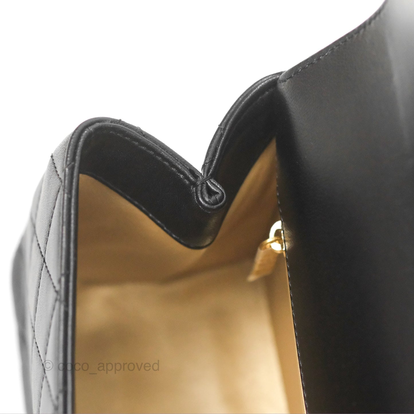 Chanel La Parisienne Top Handle Flap Bag Black Lambskin Aged Gold Hardware