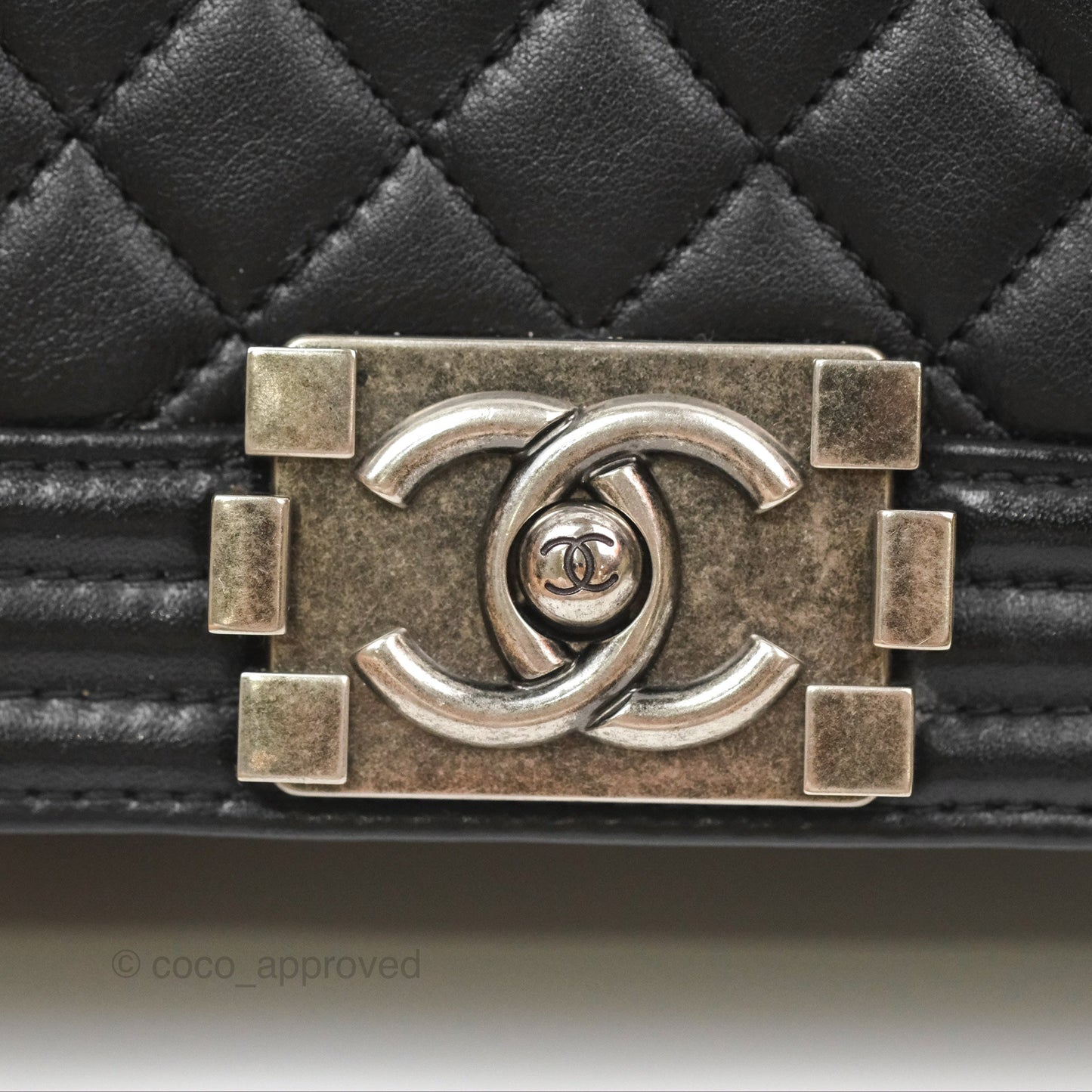Chanel Small Boy Black Calfskin Ruthenium Hardware