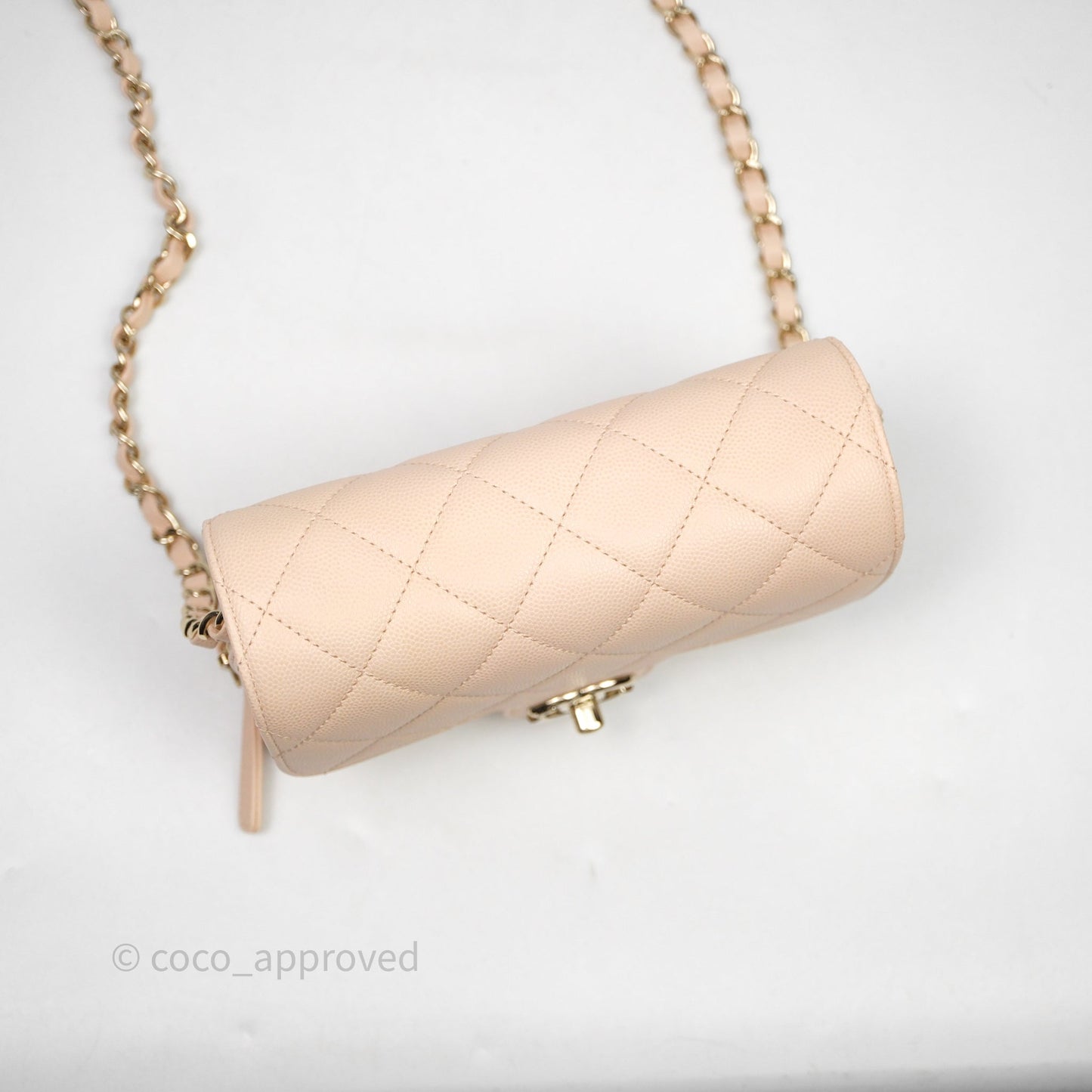 Chanel Small Like The Wallet Flap Quilted Light Beige Pink Caviar Gold Hardware 22C