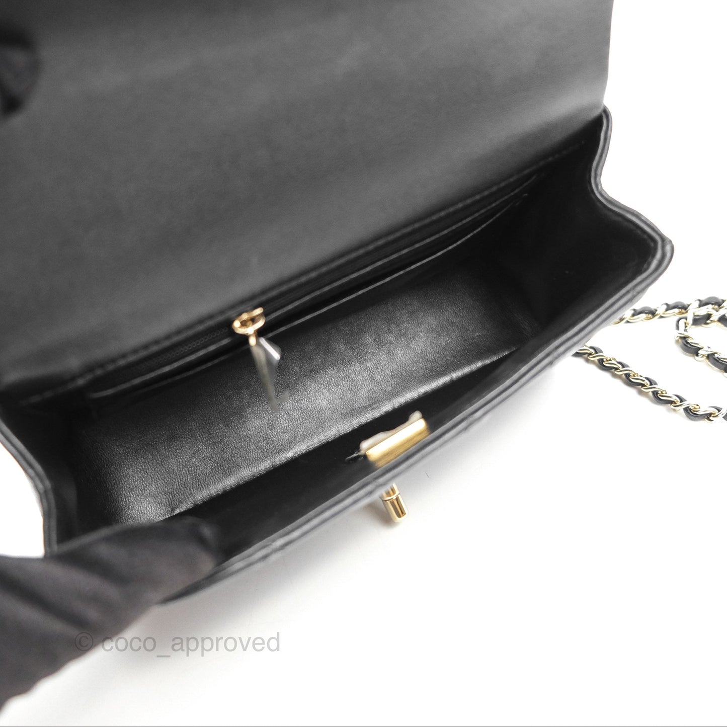 Chanel Top Handle Mini Rectangular Flap Bag Black Lambskin Gold Hardware