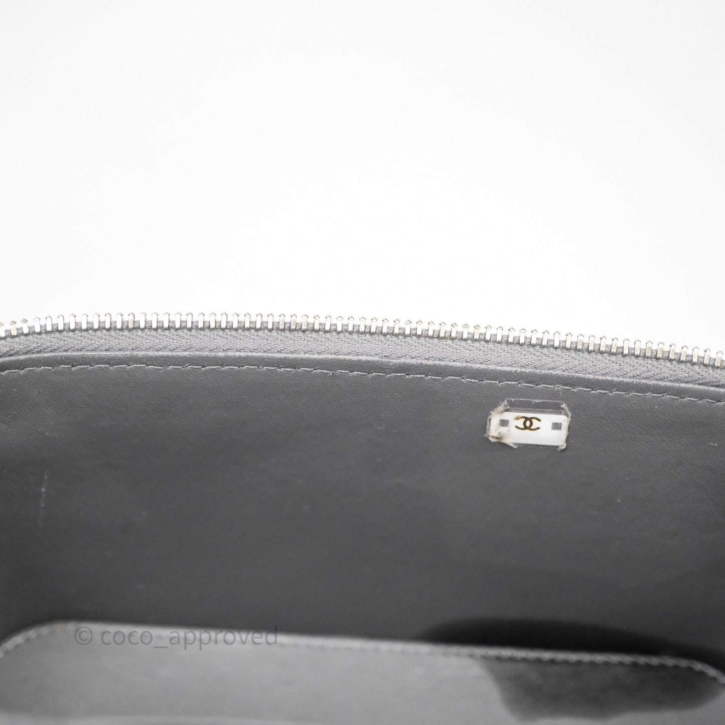 Chanel Vanity Rectangular Top Handle Grey Lambskin Gold Hardware