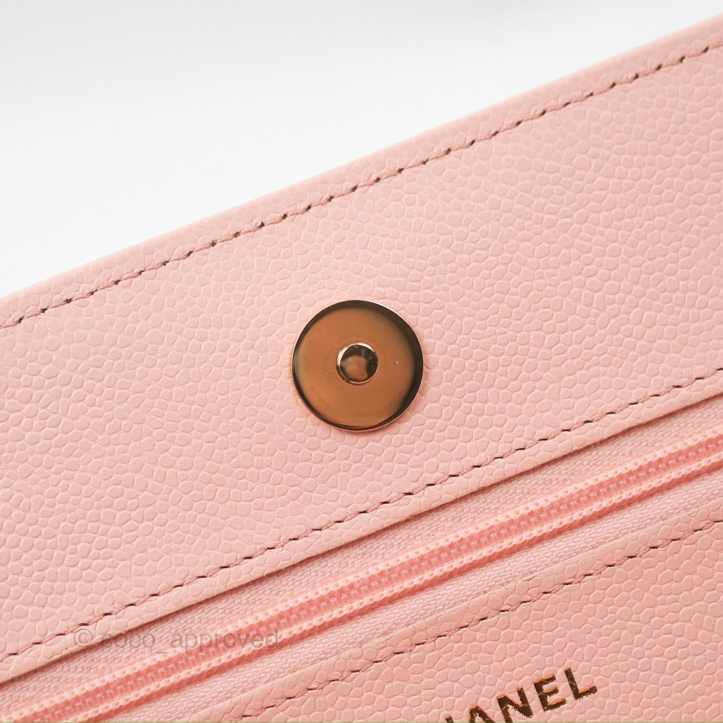 Chanel Quilted Classic Wallet on Chain WOC Light Pink Caviar Gold Hardware