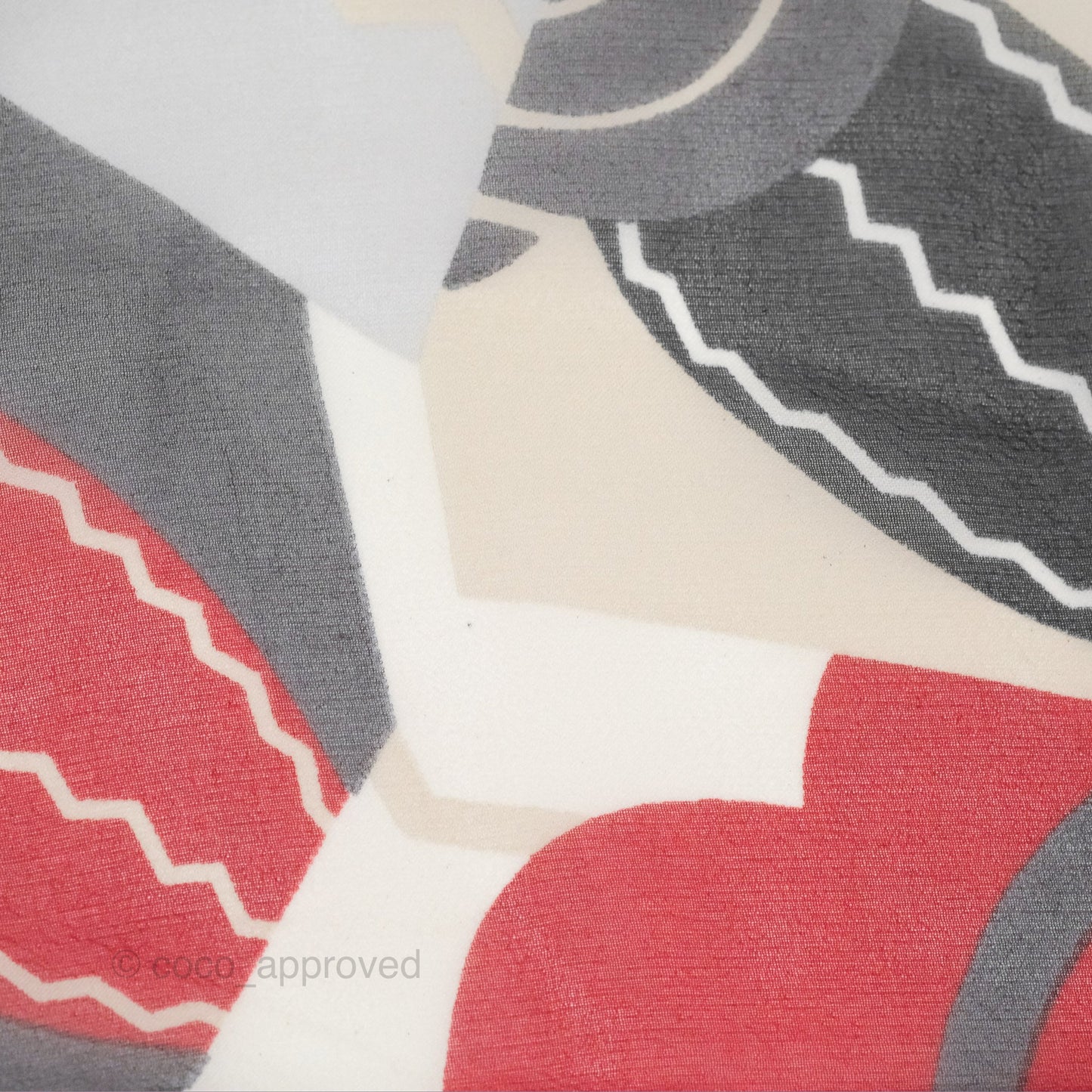 Chanel CC Silk Square Scarf 90 Grey/Red/White