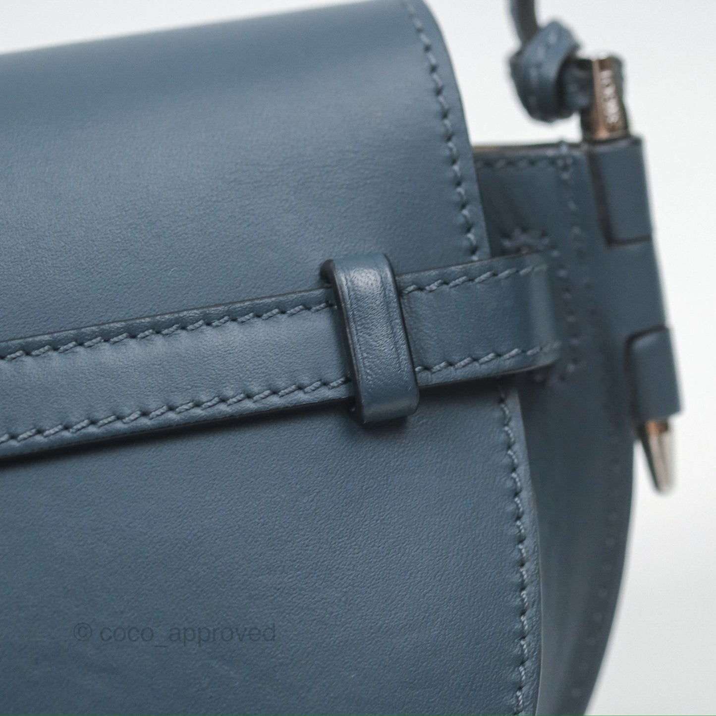 Loewe Mini Gate Dual bag Onyx Blue Soft Calfskin Jacquard Strap