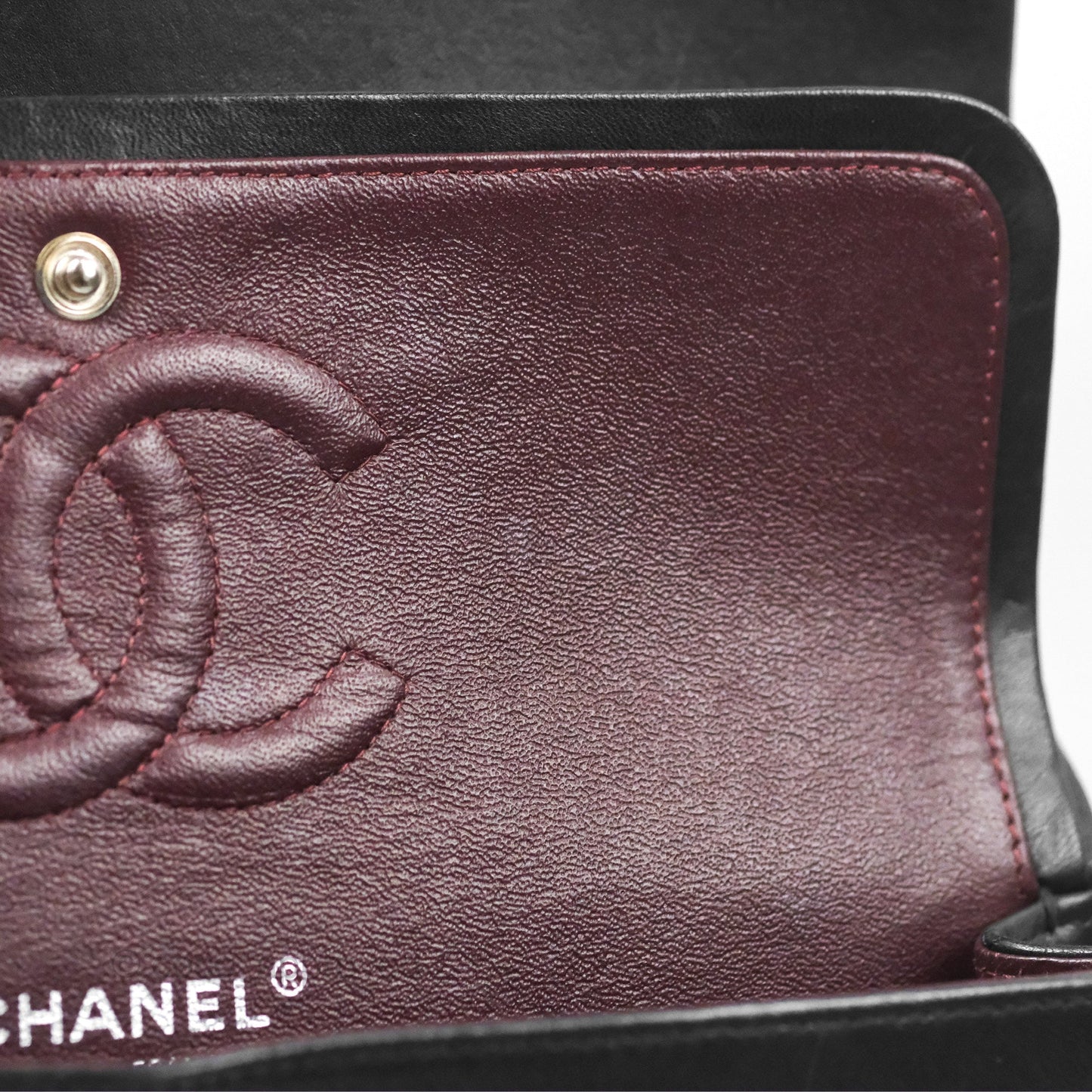 Chanel Classic M/L Medium Flap Quilted Black Lambskin Silver Hardware