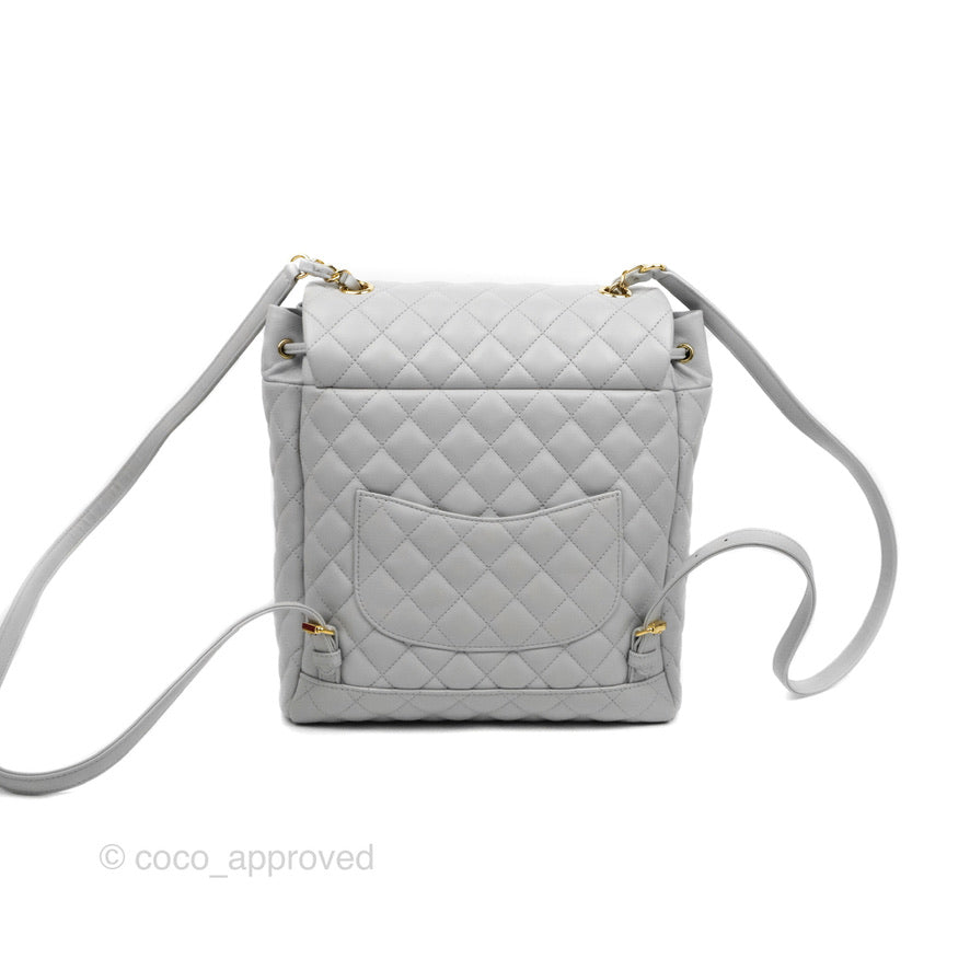 Chanel Large Quilted Urban Spirit Backpack Grey Gold Hardware