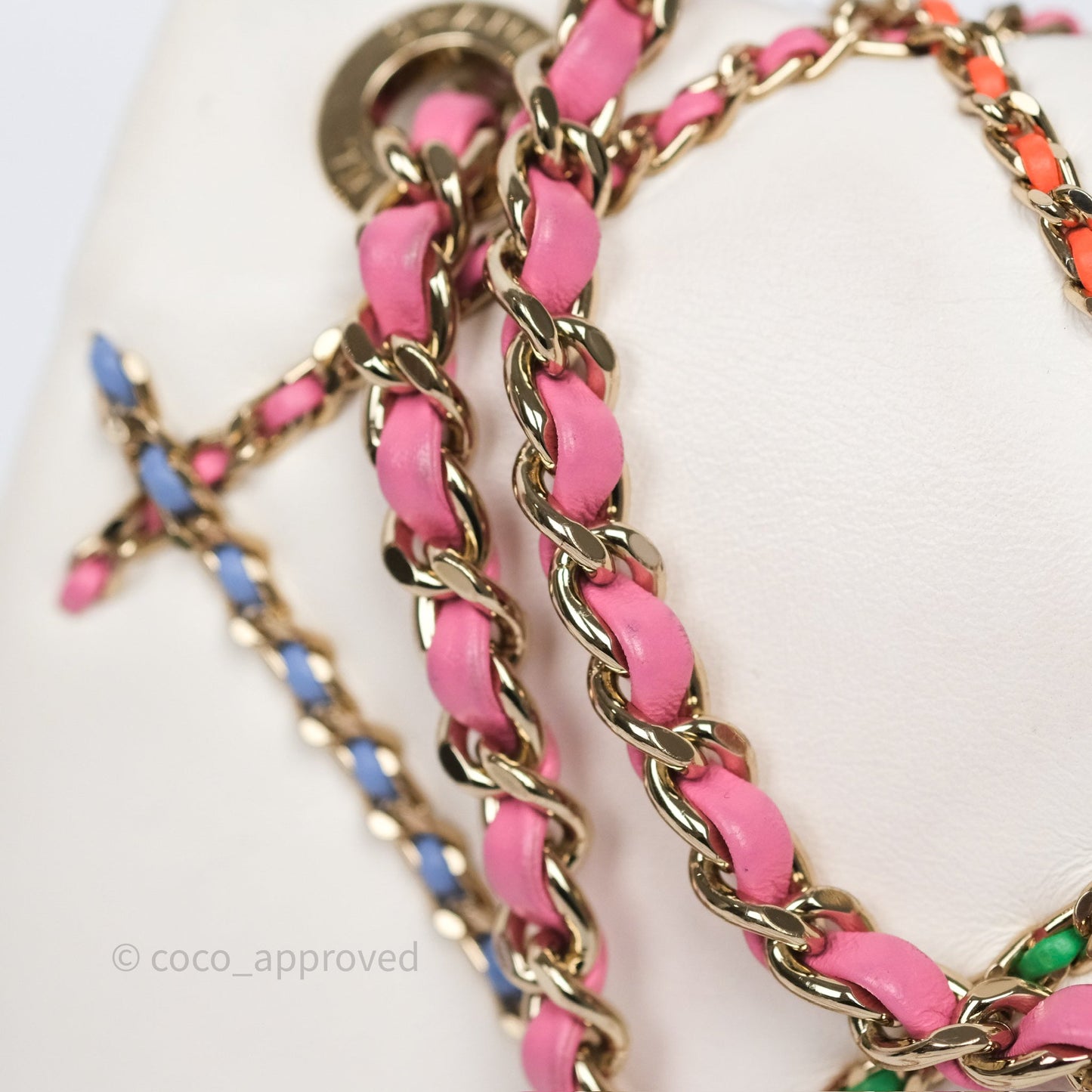 Chanel Small Entwined Chain Flap White Lambskin Gold Hardware