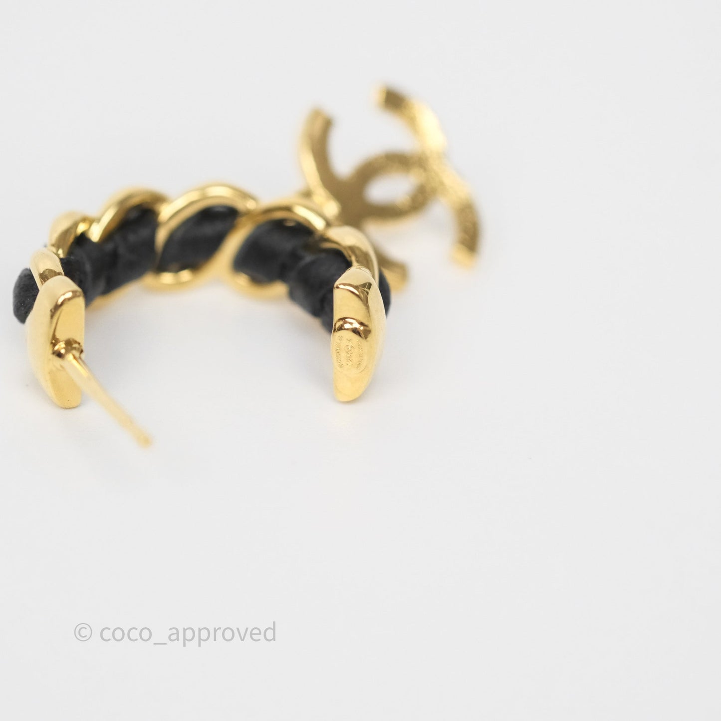 Chanel Braided Drop CC Hoop Earrings 24K