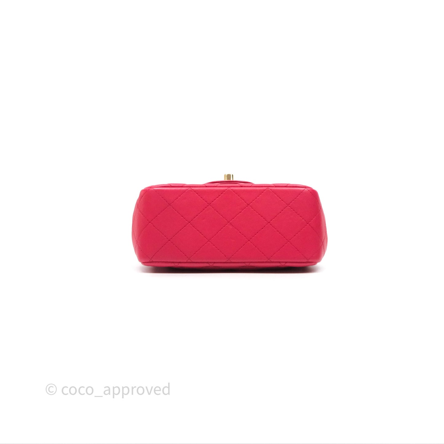 Chanel Mini Square Flap Quilted Dark Pink Lambskin Gold Hardware