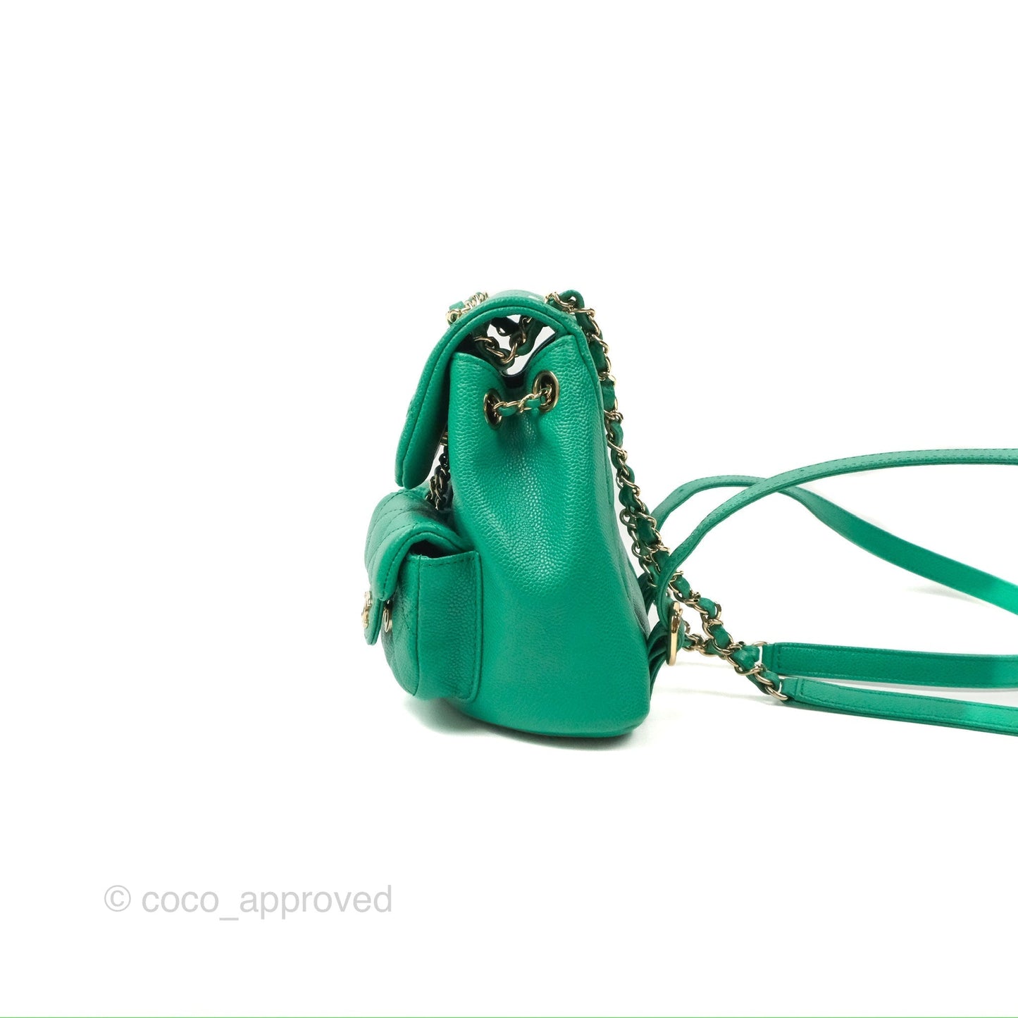 Chanel Duma Backpack Small Green Caviar Gold Hardware 23P