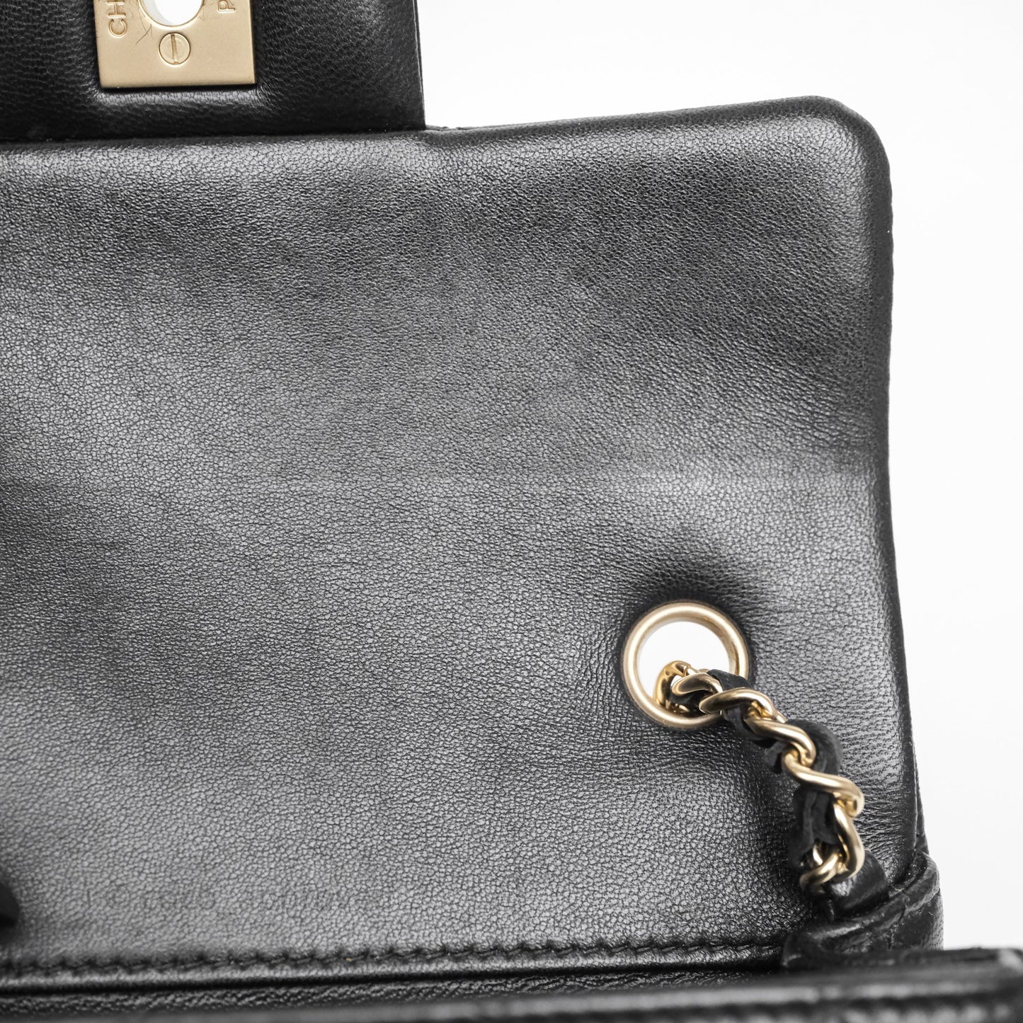 Chanel Quilted Extra Mini Rectangular Flap Black Lambskin Aged Gold Hardware