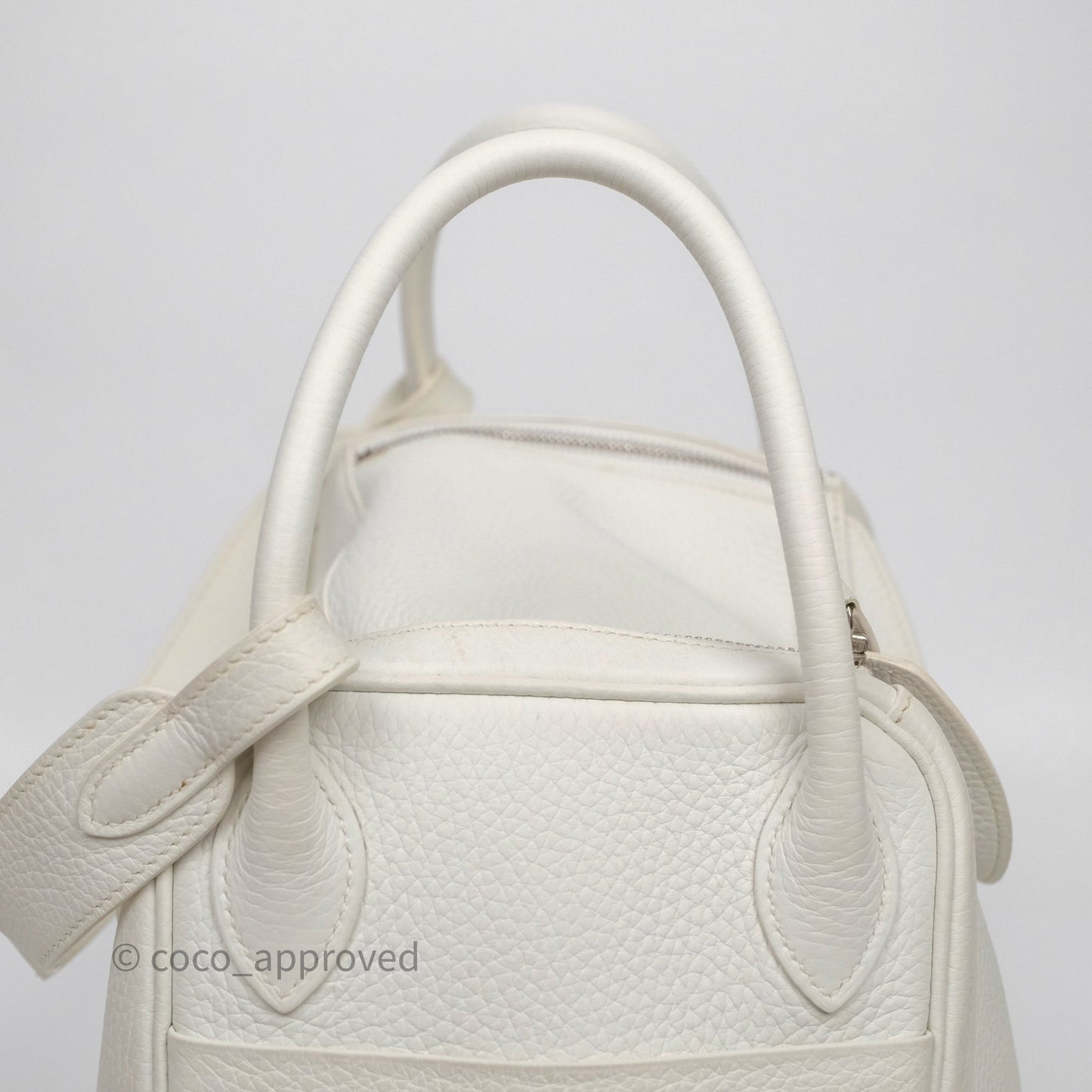 Hermès Lindy 30 White Clemence Palladium Hardware