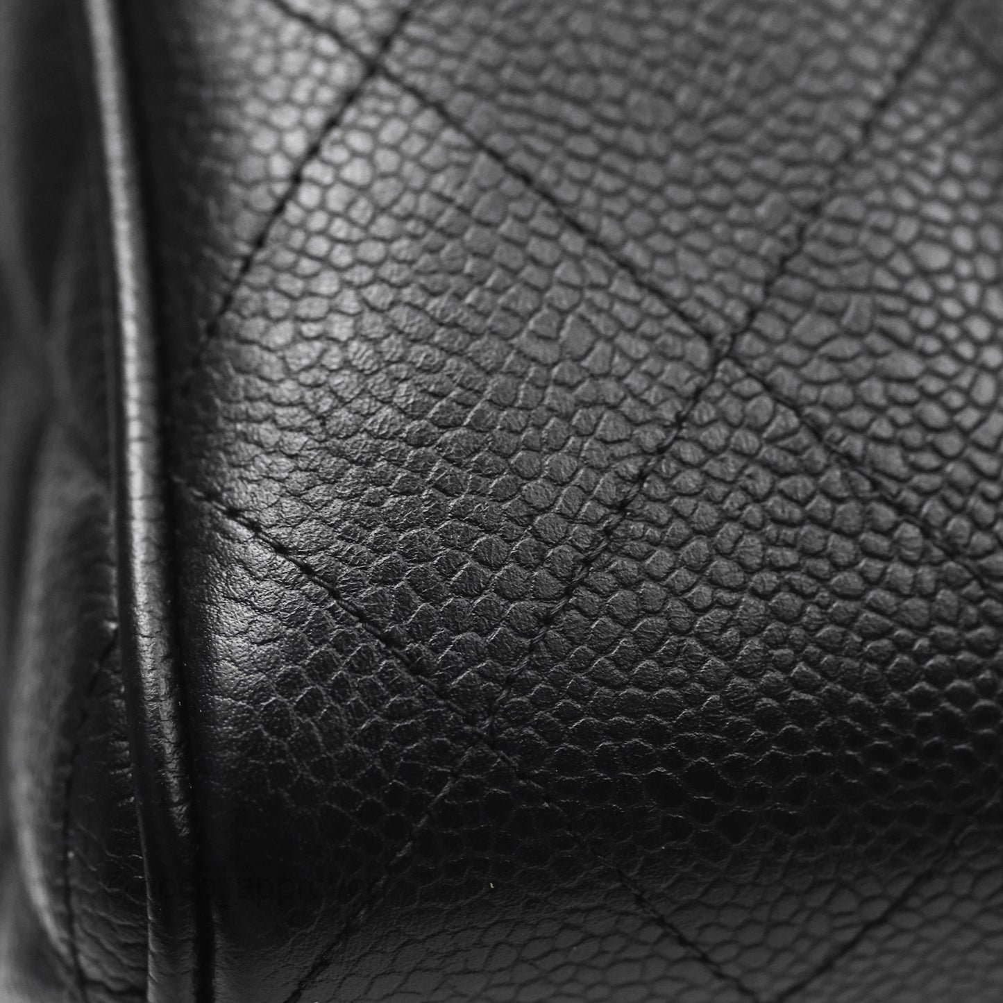 Chanel Vintage Jumbo Single Flap Black Caviar 24K Gold Hardware