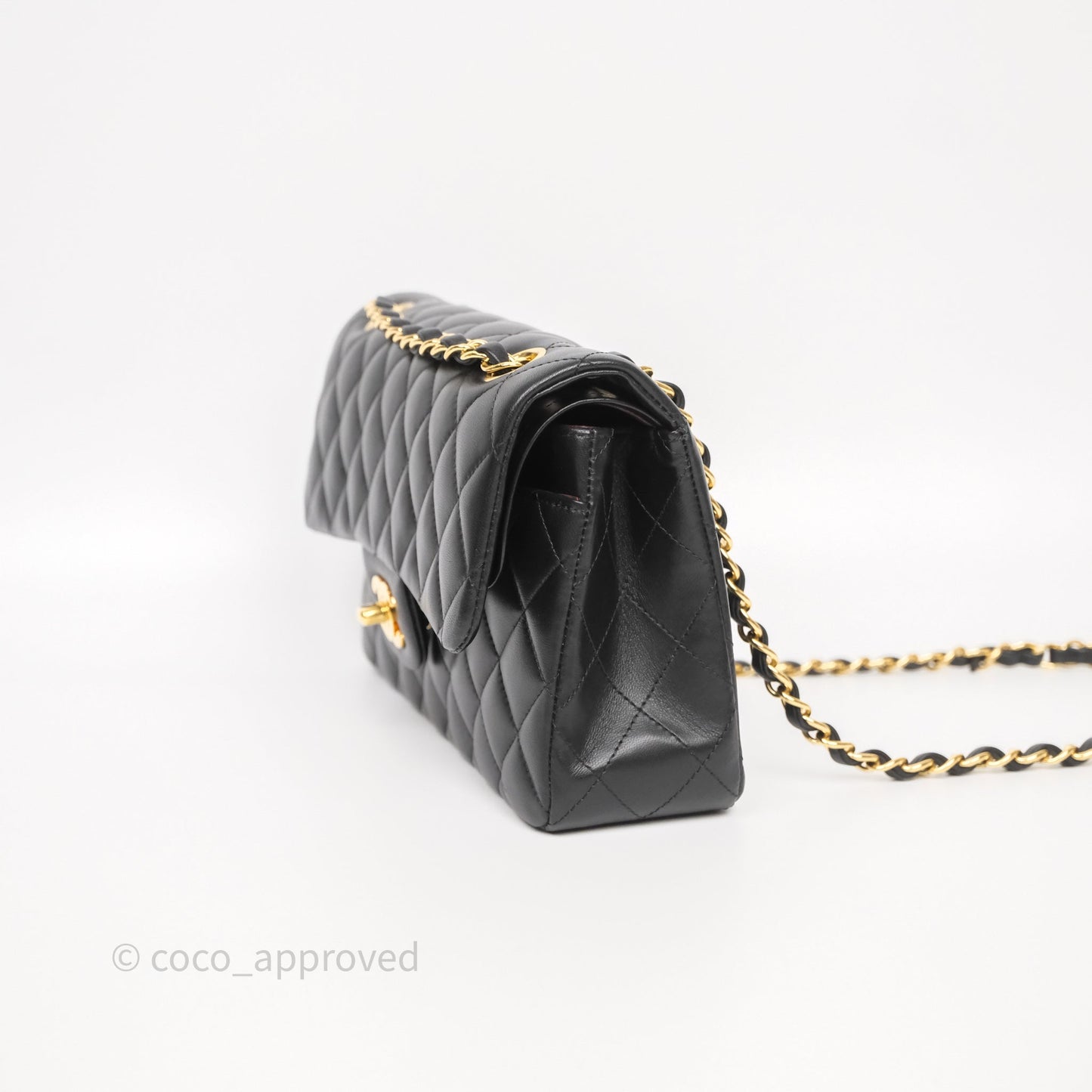 Chanel Small Classic Flap Quilted Black Lambskin Gold Hardware