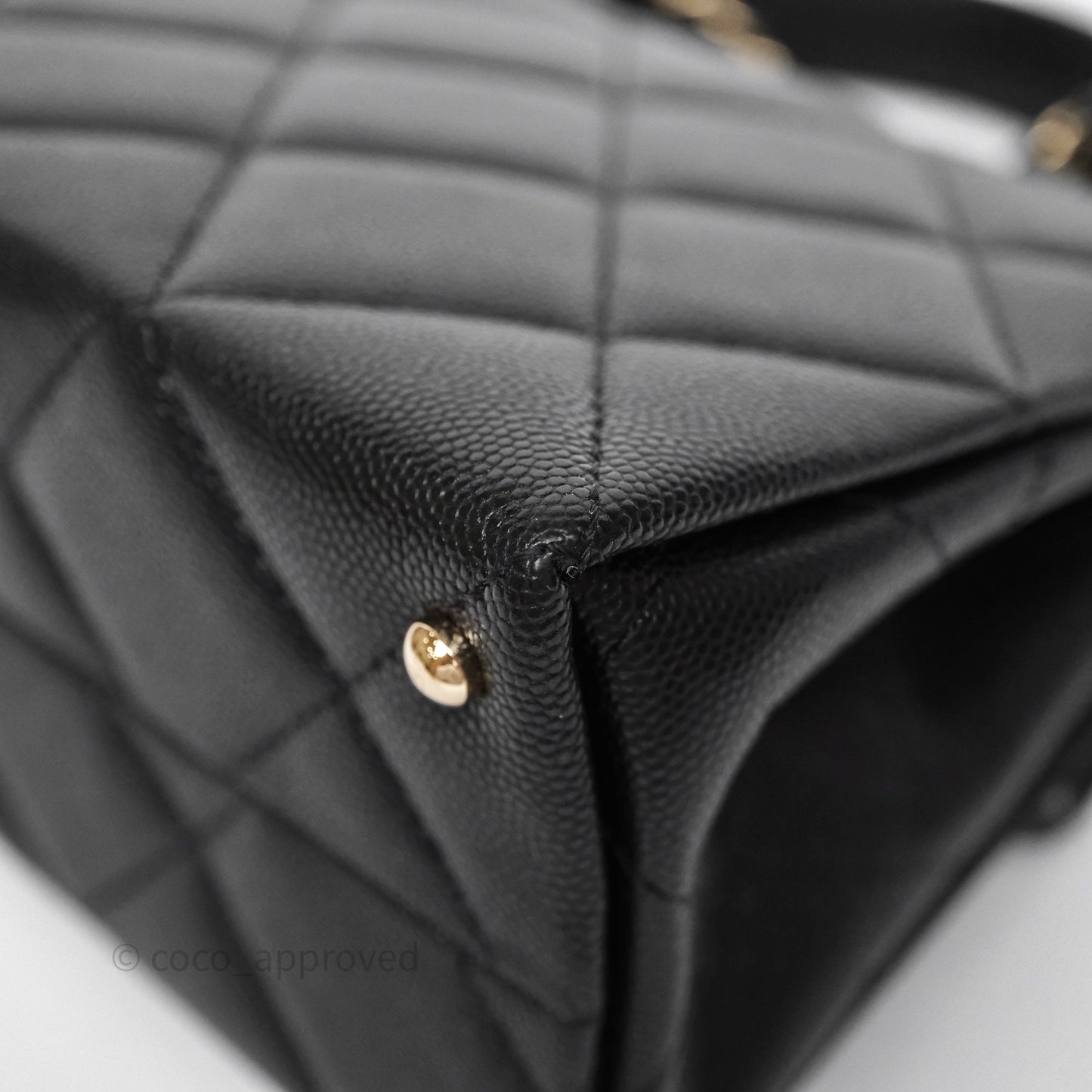 Chanel Quilted Small Top Handle Flap Bag Black Caviar Gold Hardware