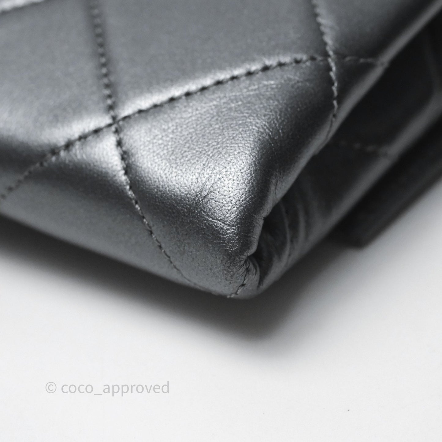 Chanel Clutch with Chain Metallic Dark Grey Silver Hardware