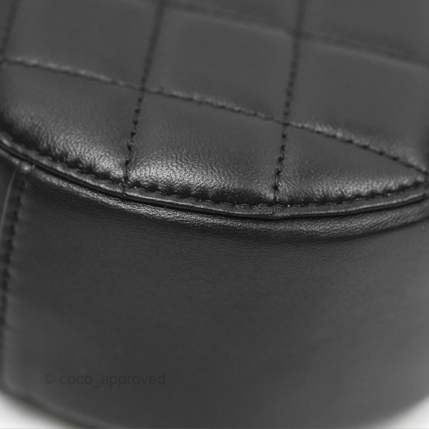 Chanel Quilted Round Pearl Crush Clutch With Chain Black Lambskin Aged Gold Hardware
