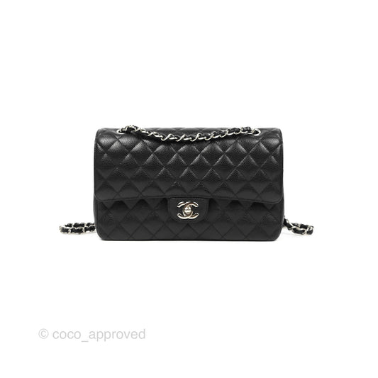 Chanel Classic M/L Medium Flap Quilted Black Caviar Silver Hardware