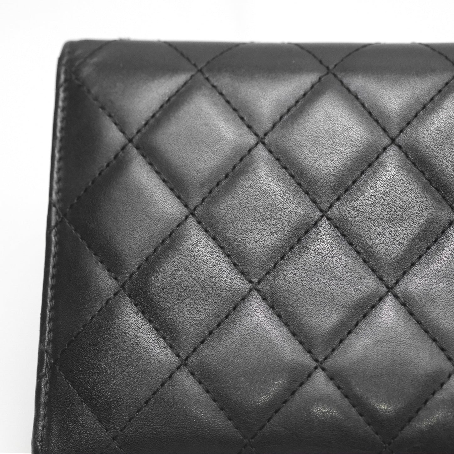 Chanel Quilted Cambon Yen Flap Wallet Black Calfskin Silver Hardware