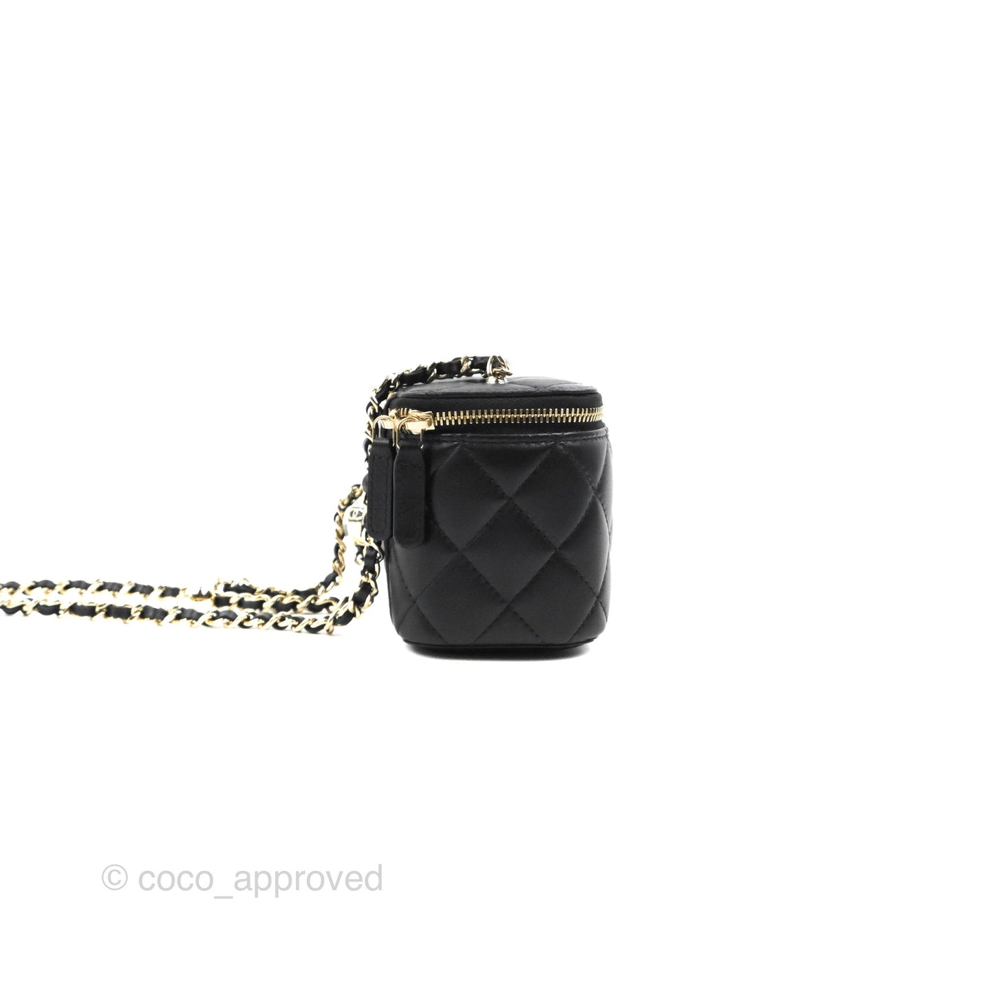 Chanel Mini Ball Crush Vanity With Chain Black Lambskin Gold Hardware