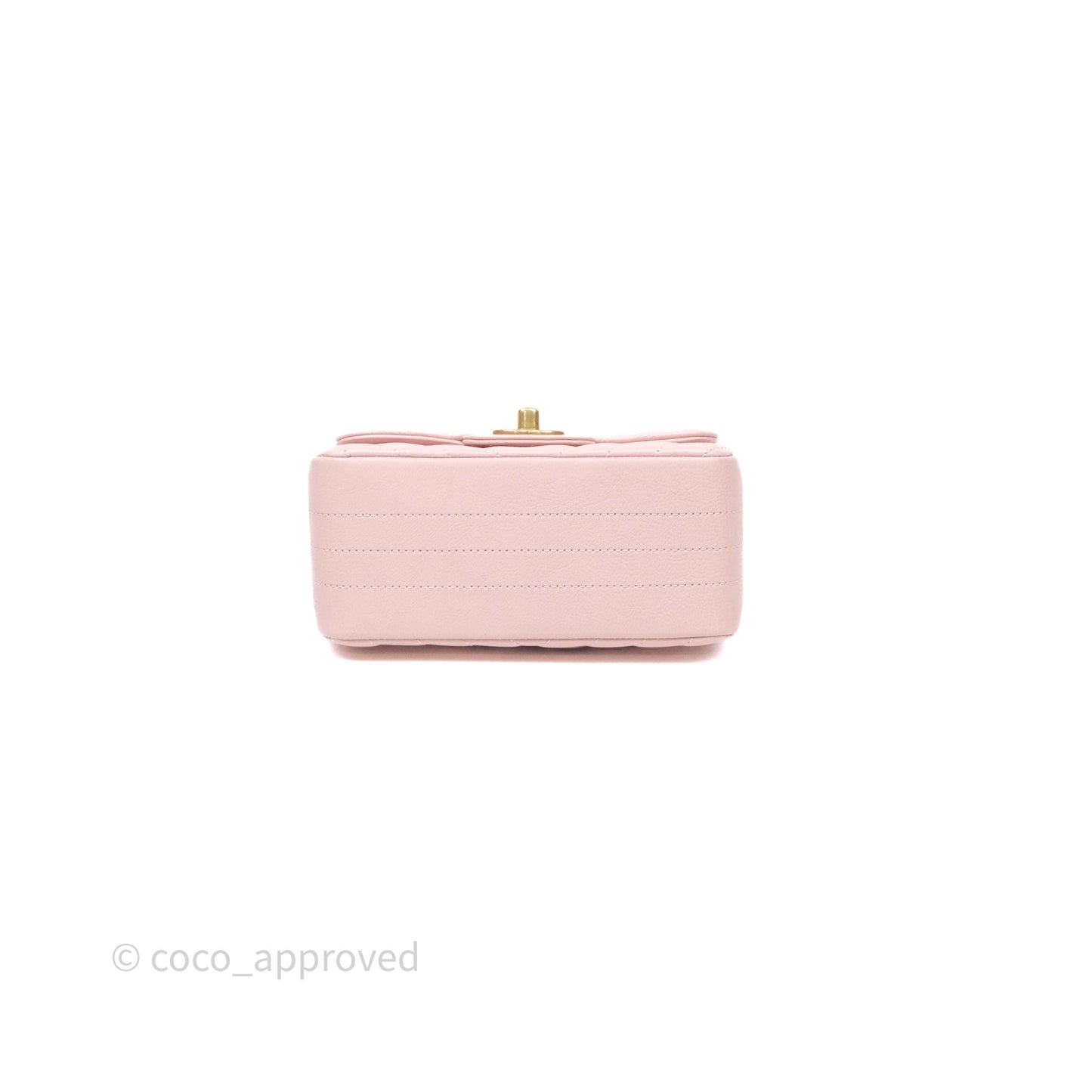 Chanel Mini Square Chevron Pink Calfskin Aged Gold Hardware